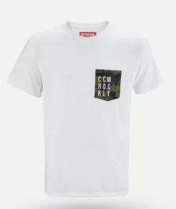 CCM T-Shirt Camo Pocket SR White